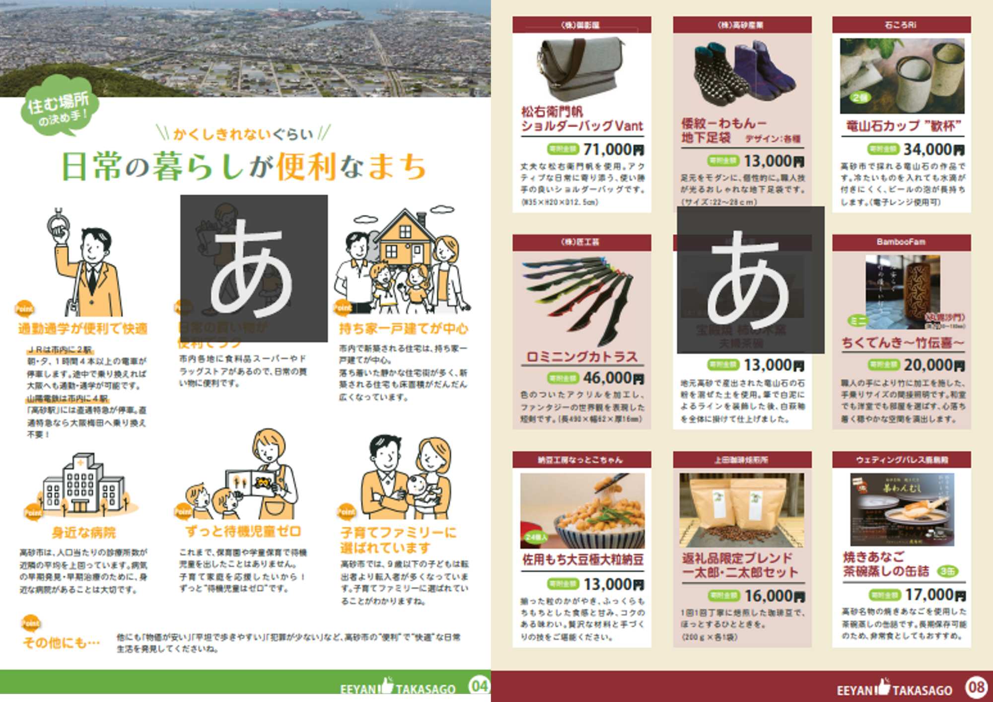 現行パンフレットの4ページと8ページ