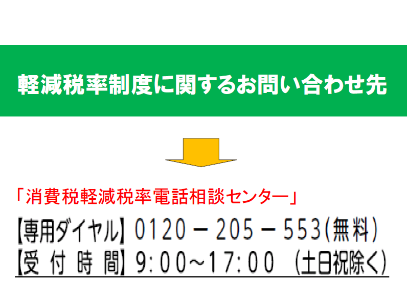 軽減税率制度に関するお問い合わせ先