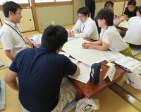 高砂未来一日研究所(意見交換会)で高砂市の若手職員がお互いの考えを説明しあっている写真2