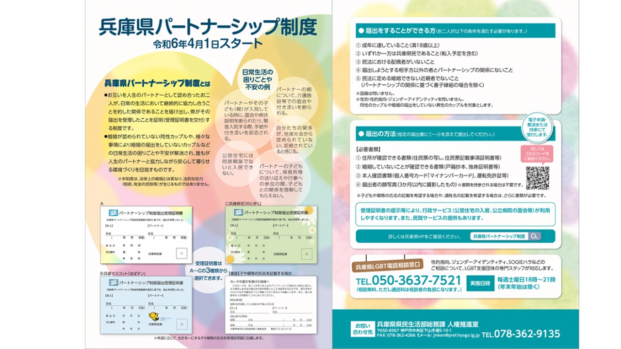 兵庫県パートナーシップ制度チラシ