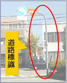 道路脇にある道路標識を示した写真