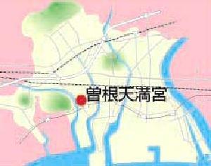 曽根天満宮の場所を記した地図