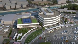 上空から見た高砂市新庁舎の完成イメージイラスト