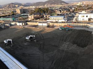 新本庁舎建設工事の様子を定点カメラが2020年2月14日に撮影した写真