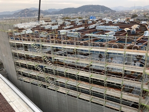 新本庁舎建設工事の様子を定点カメラが2021年2月12日に撮影した写真