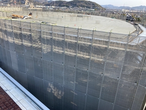 新本庁舎建設工事の様子を定点カメラが2021年3月19日に撮影した写真