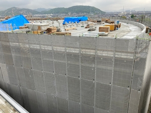 新本庁舎建設工事の様子を定点カメラが2021年4月30日に撮影した写真