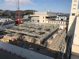 新分庁舎建設工事の様子を2019年3月8日に撮影した写真
