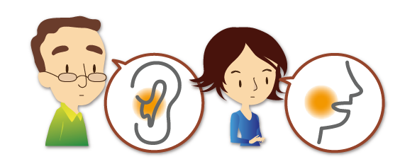 聴覚や発声に難がある人々のイラスト