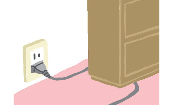 コードのひっぱり、折れ、挟み込みに注意!