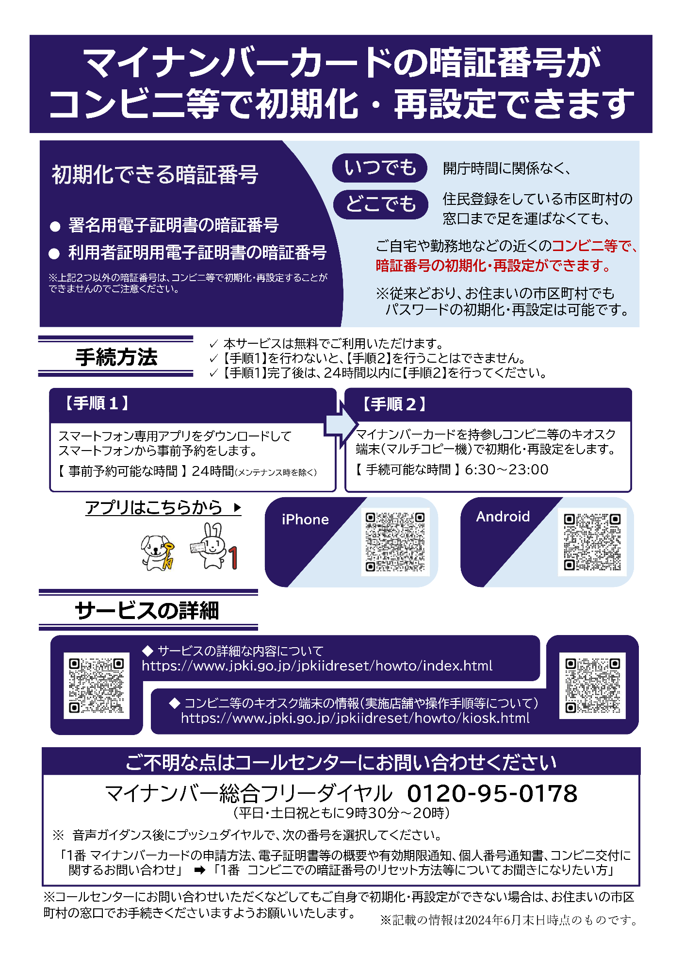 マイナンバーカードの暗証番号がコンビニ等で初期化・再設定できます