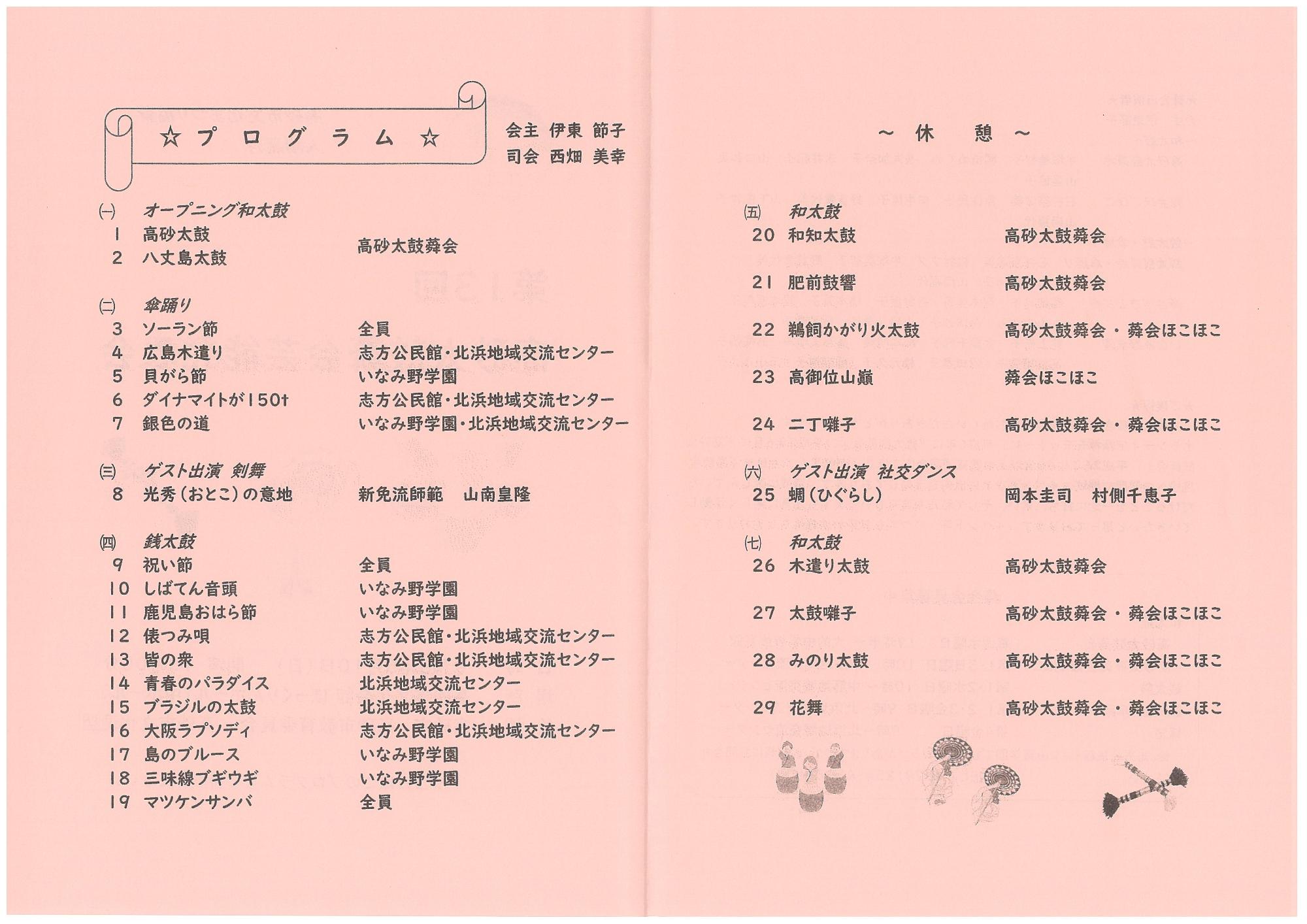 第13回高砂太鼓蕣会芸能発表会裏