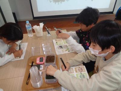 お茶の色、かおり、味を比べます