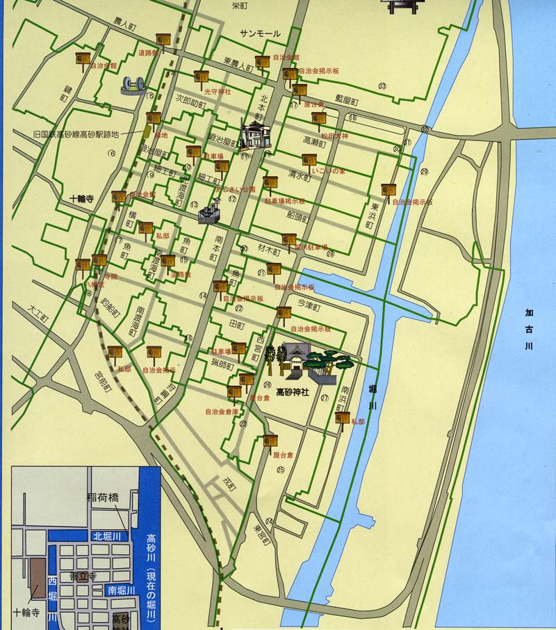 町看板の設置個所について記載している地図