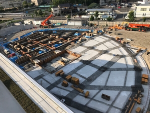 新本庁舎建設工事の様子を定点カメラが2020年7月31日に撮影した写真