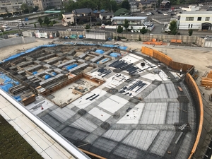 新本庁舎建設工事の様子を定点カメラが2020年8月7日に撮影した写真