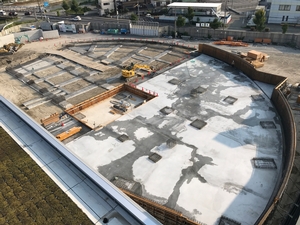 新本庁舎建設工事の様子を定点カメラが2020年8月21日に撮影した写真