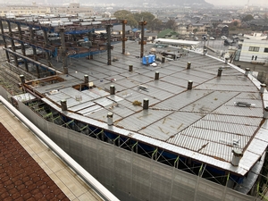 新本庁舎建設工事の様子を定点カメラが2021年1月22日に撮影した写真