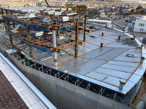 新本庁舎建設工事の様子を定点カメラが2021年1月29日に撮影した写真