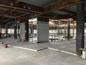 2019年7月5日に新分庁舎建設工事での建物内部の施工状況を撮影した写真1