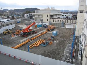 新分庁舎建設工事の様子を2018年12月7日に撮影した写真