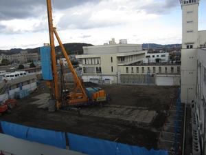 新分庁舎建設工事の様子を2018年12月14日に撮影した写真