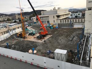 新分庁舎建設工事の様子を2019年2月8日に撮影した写真