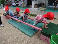 はしごを上手にわたっている様子